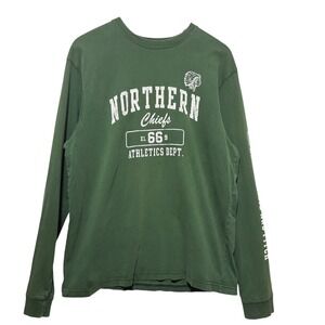 Abercrombie & Fitch Northern Chiefs‎ XL Green Long Sleeve Graphic Crewneck Tee